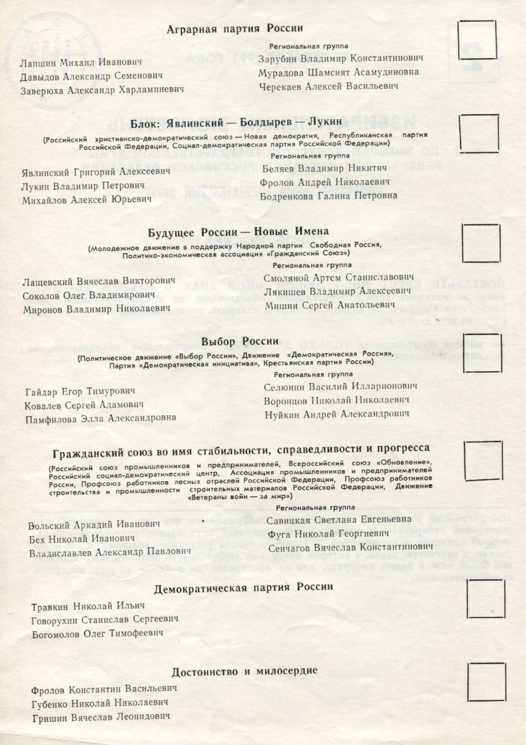 1993.12.12-4 бюллетень Госдума партийный - разворот 1